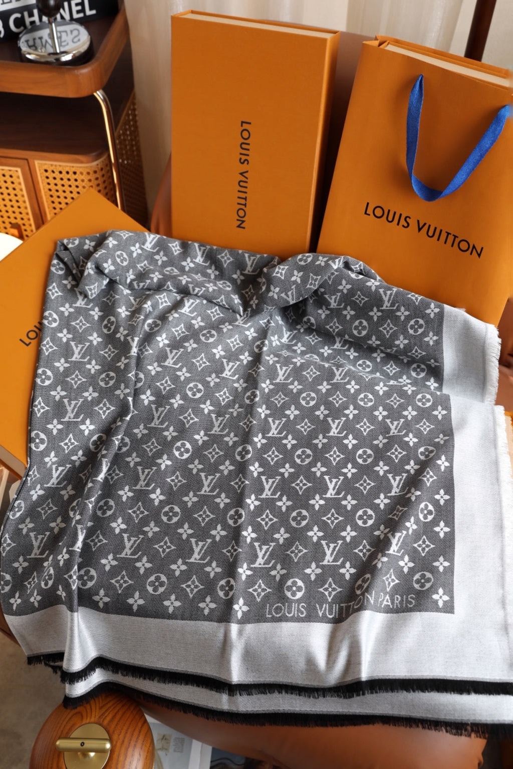 Grey Love Square Silk Scarf
