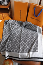 Grey Love Square Silk Scarf