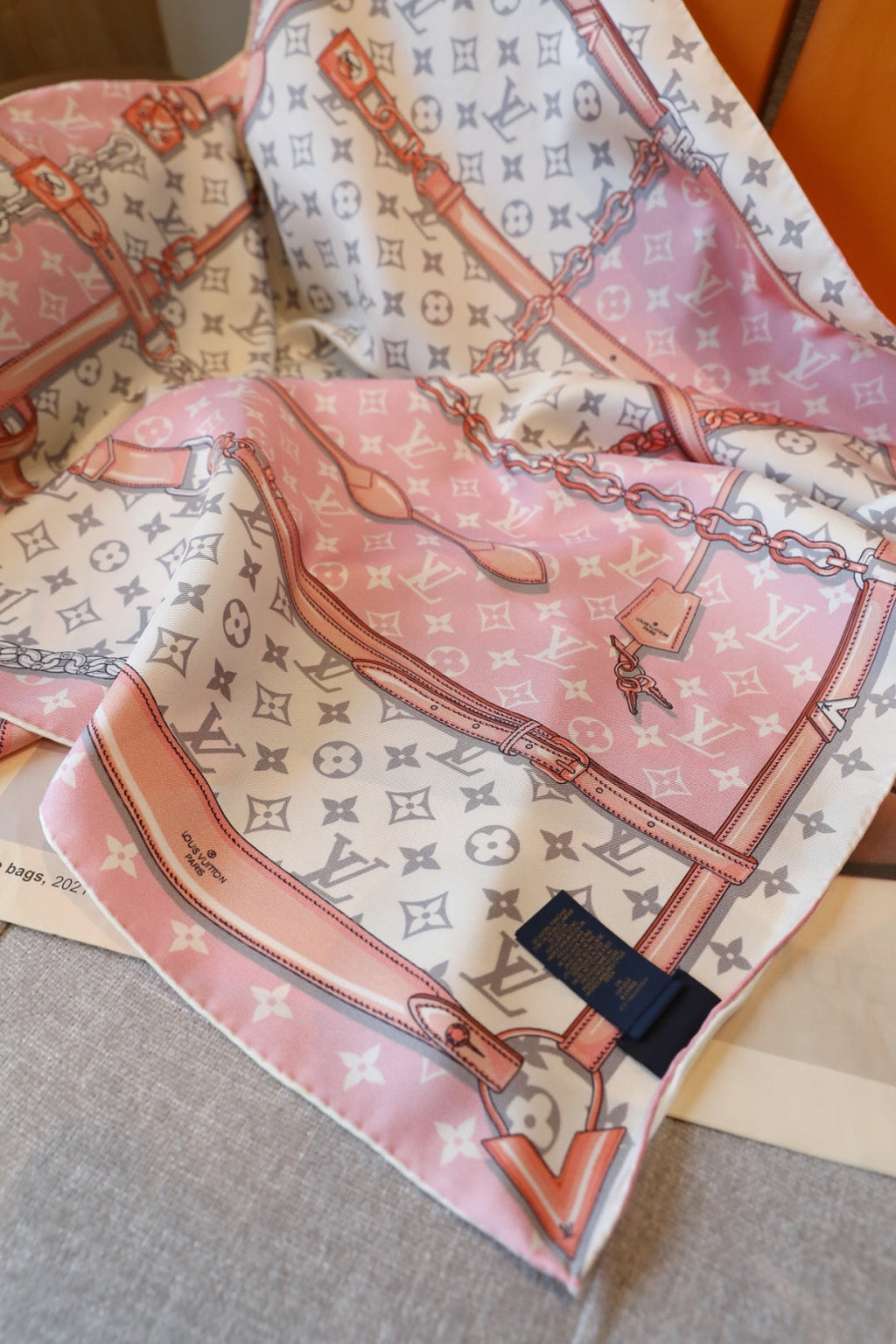 Pink Love Square Silk Scarf