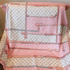 Pink Love Square Silk Scarf
