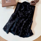 Full Black Silk Long Scarf