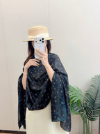 Full Black Silk Long Scarf