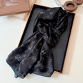 Full Black Silk Long Scarf