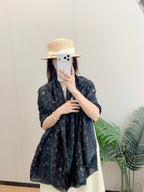 Full Black Silk Long Scarf