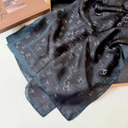 Full Black Silk Long Scarf