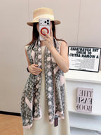 Grey Love Long Silk Scarf