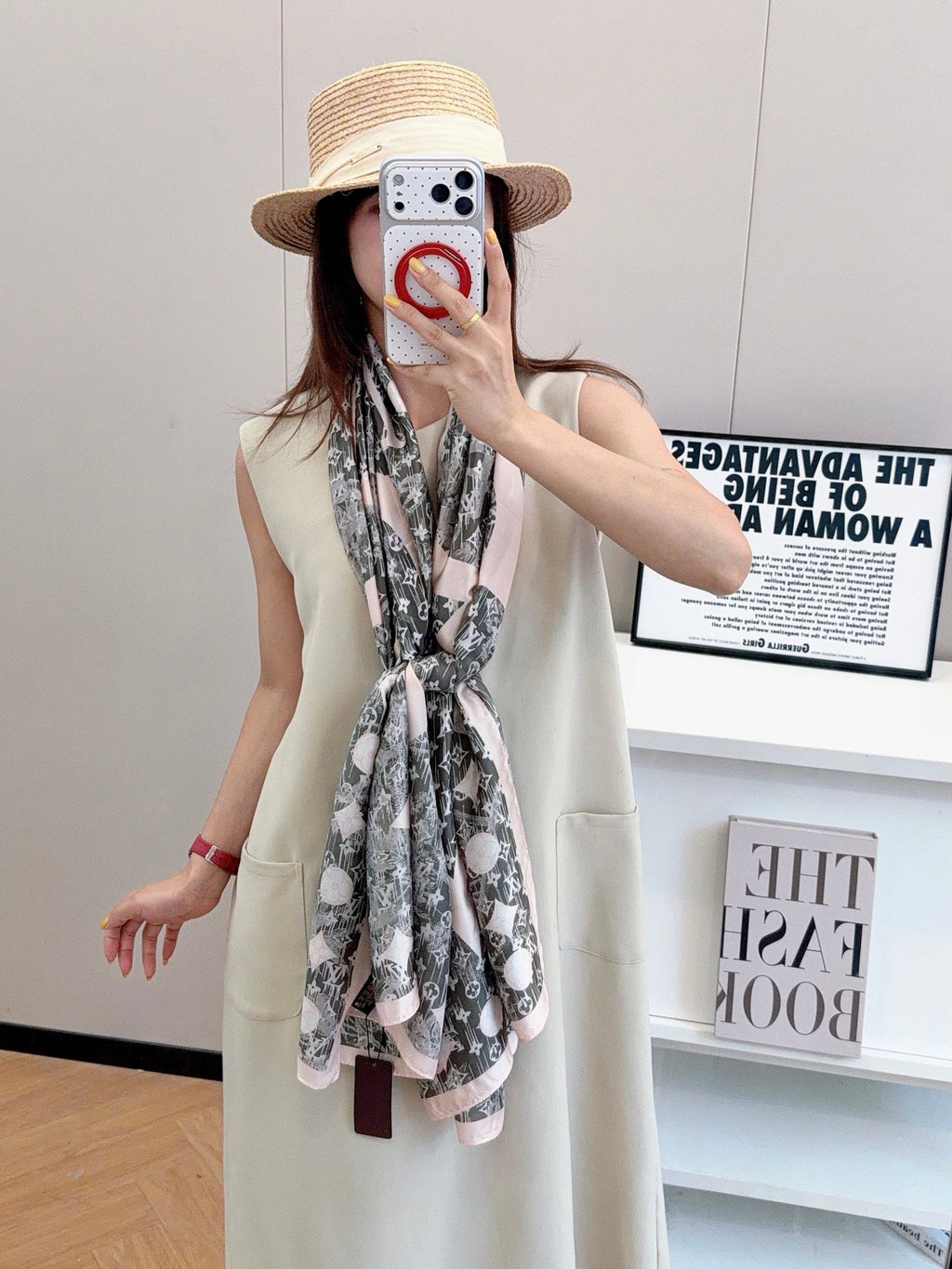 Grey Love Long Silk Scarf