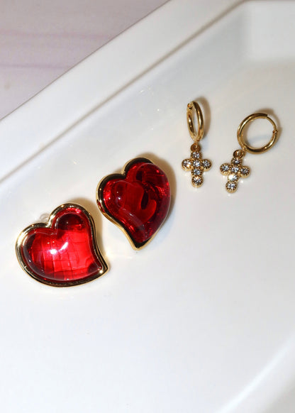 Mon Coeur T'adore Heart Earrings