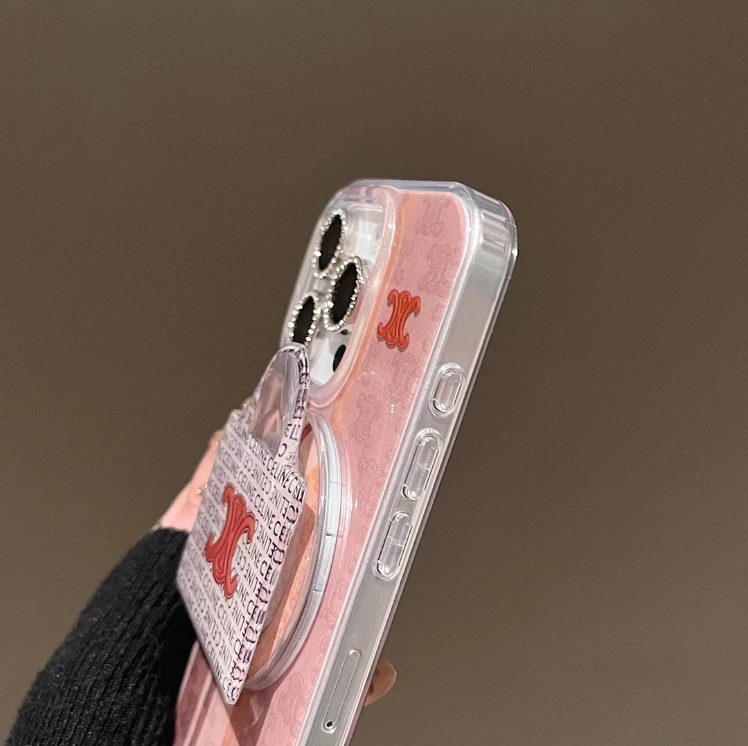 Custodia con supporto magnetico rosa per iPhone