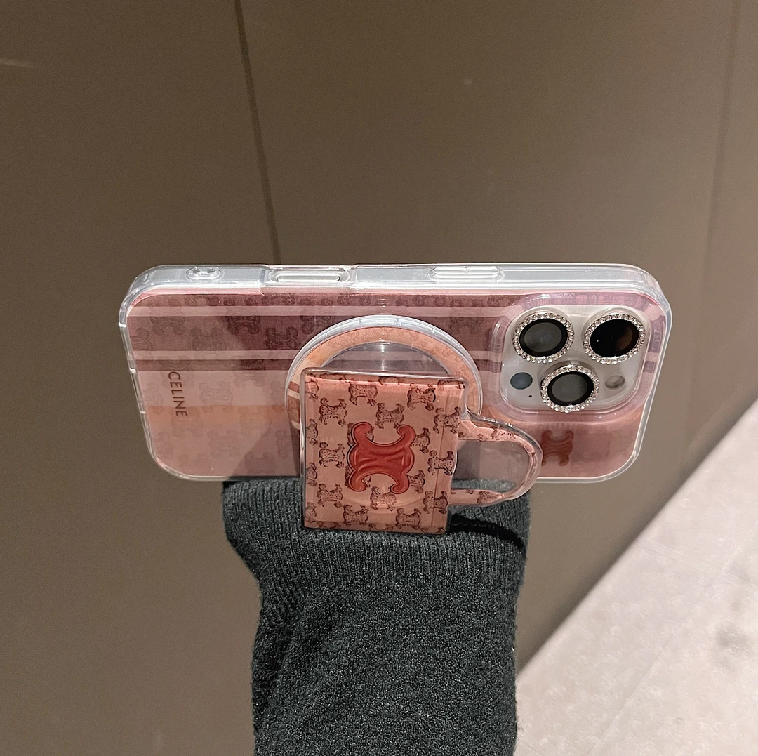 Custodia con supporto magnetico rosa per iPhone