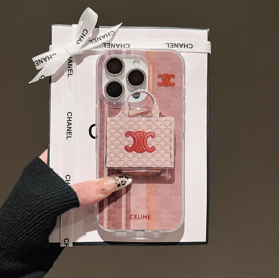 Custodia con supporto magnetico rosa per iPhone