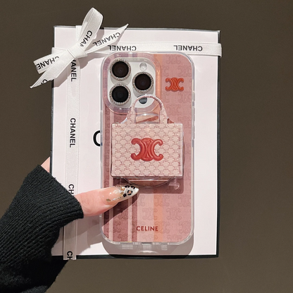 Custodia con supporto magnetico rosa per iPhone