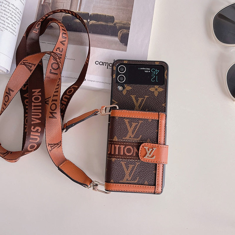 Braune Brieftasche Galaxy Z Fold Flip Case für Samsung