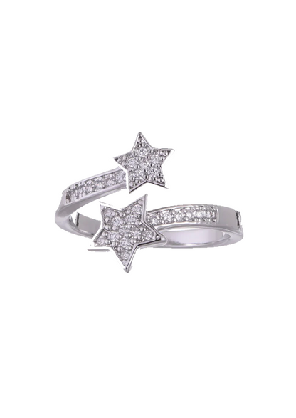 Anello regolabile con zircone a doppia stella