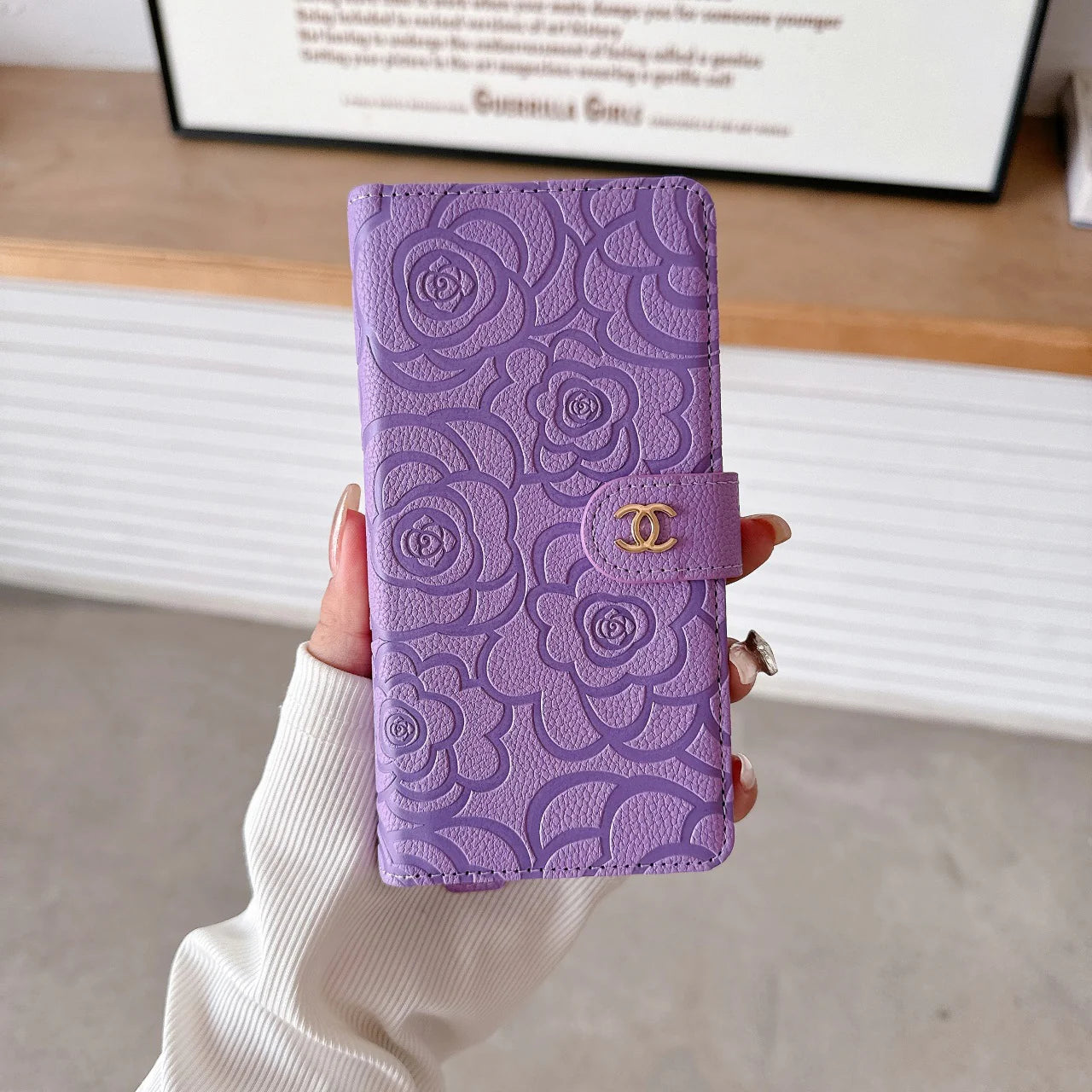 Camellia Wrist Strap Phone Case For iPhone