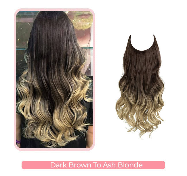 Wunderschöne gewellte Halo-Haarverlängerungen