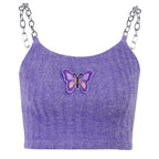 Canotta soffice in maglia con cinturino in catena di metallo Halibuy Butterfly - Saldi finali