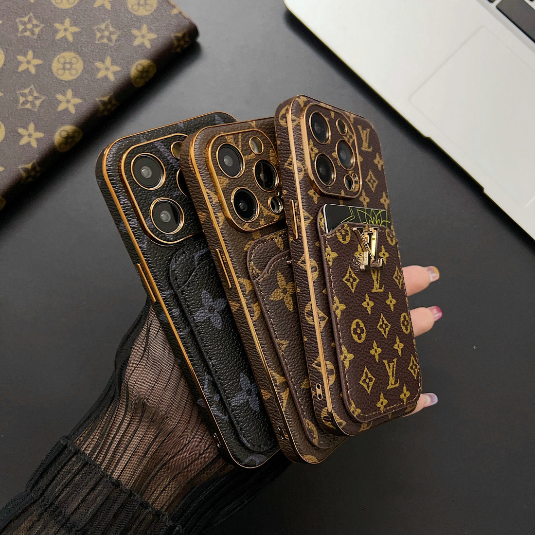 Card Holder Gold Phone Case For iPhone