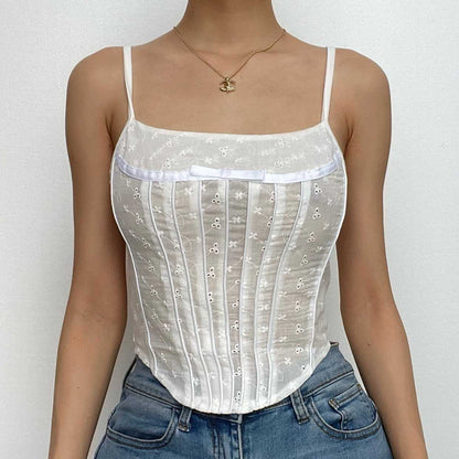 Camisole mit Reißverschluss und einfarbiger Schleifenapplikation 