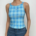 Plaid o ring sleeveless u neck top