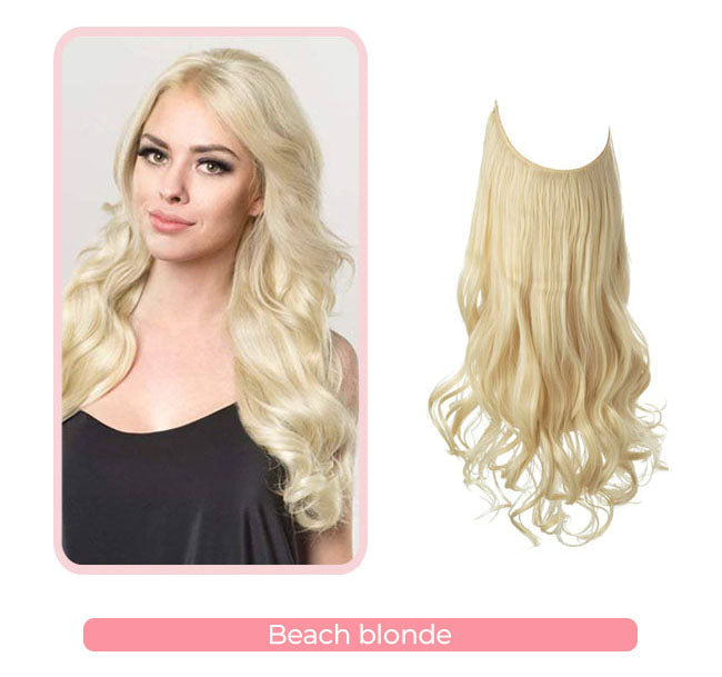 Wunderschöne gewellte Halo-Haarverlängerungen