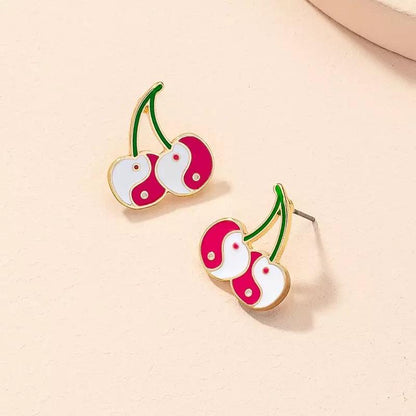 Cherry Stud Earrings In Pink