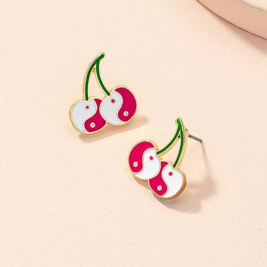 Cherry Stud Earrings In Pink