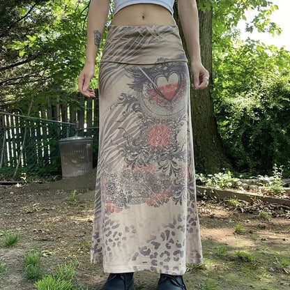 “2000s Heart” Fairy Grunge Low Rise Skirt