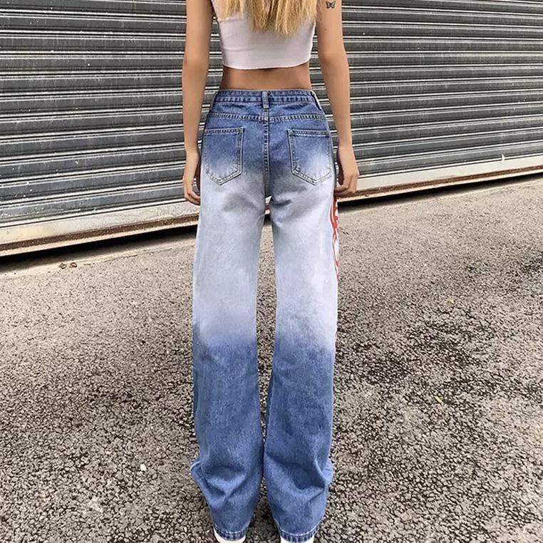 Low Rise Faded Wide Leg Jeans