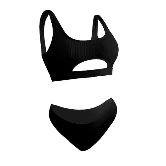 Costume da bagno bikini con scollo a V solido