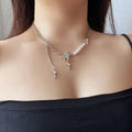 Star Pendant Faux Pearl Layered Choker Necklace