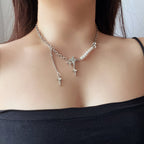 Star Pendant Faux Pearl Layered Choker Necklace
