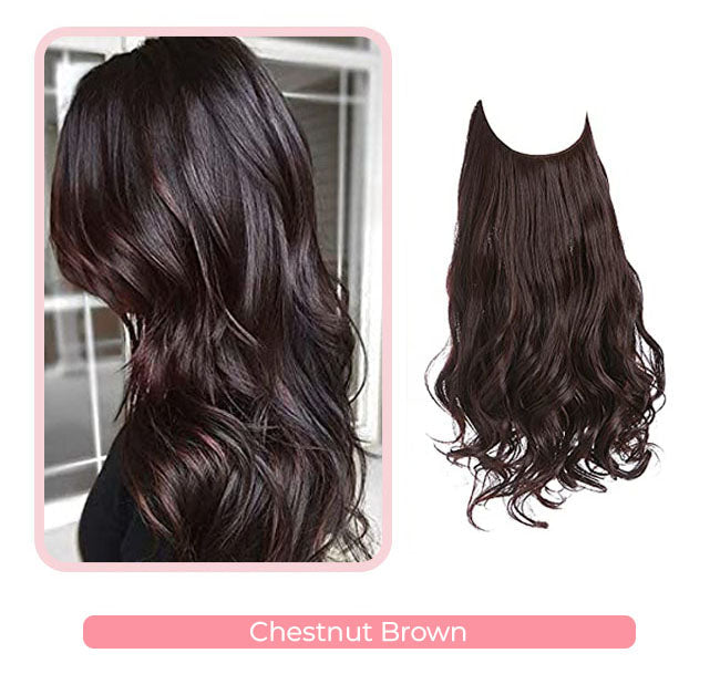 Wunderschöne gewellte Halo-Haarverlängerungen