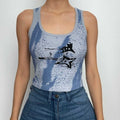 Sleeveless tie dye contrast ribbed crop top