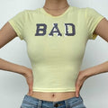 Glitter contrast short sleeve crewneck crop top