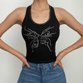 Beaded halter u neck ribbed backless crop top