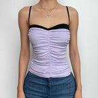 Ruched backless contrast patchwork cami top