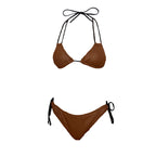 Minigonna imbottita in rete a contrasto con spalline sottili e costume da bagno 3 pezzi 