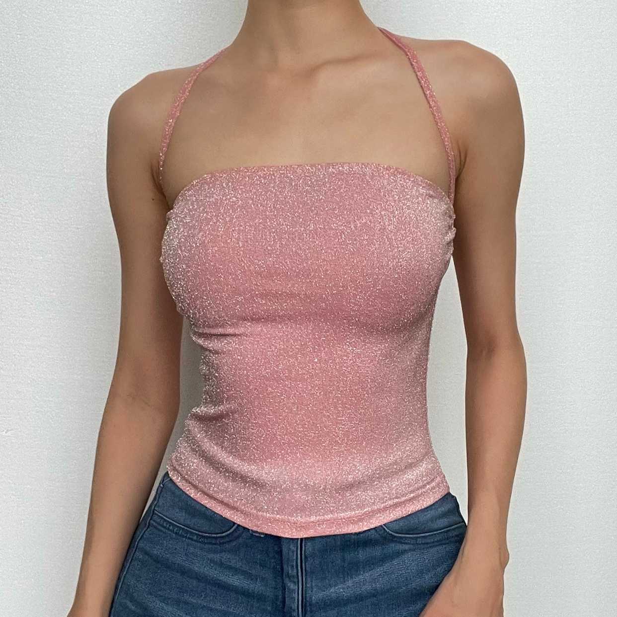 Textured halter self tie backless ruched crop top