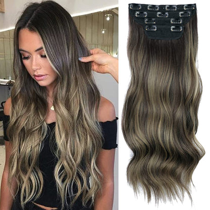 Long Wavy Clip in Hair Extensions (4PCS)