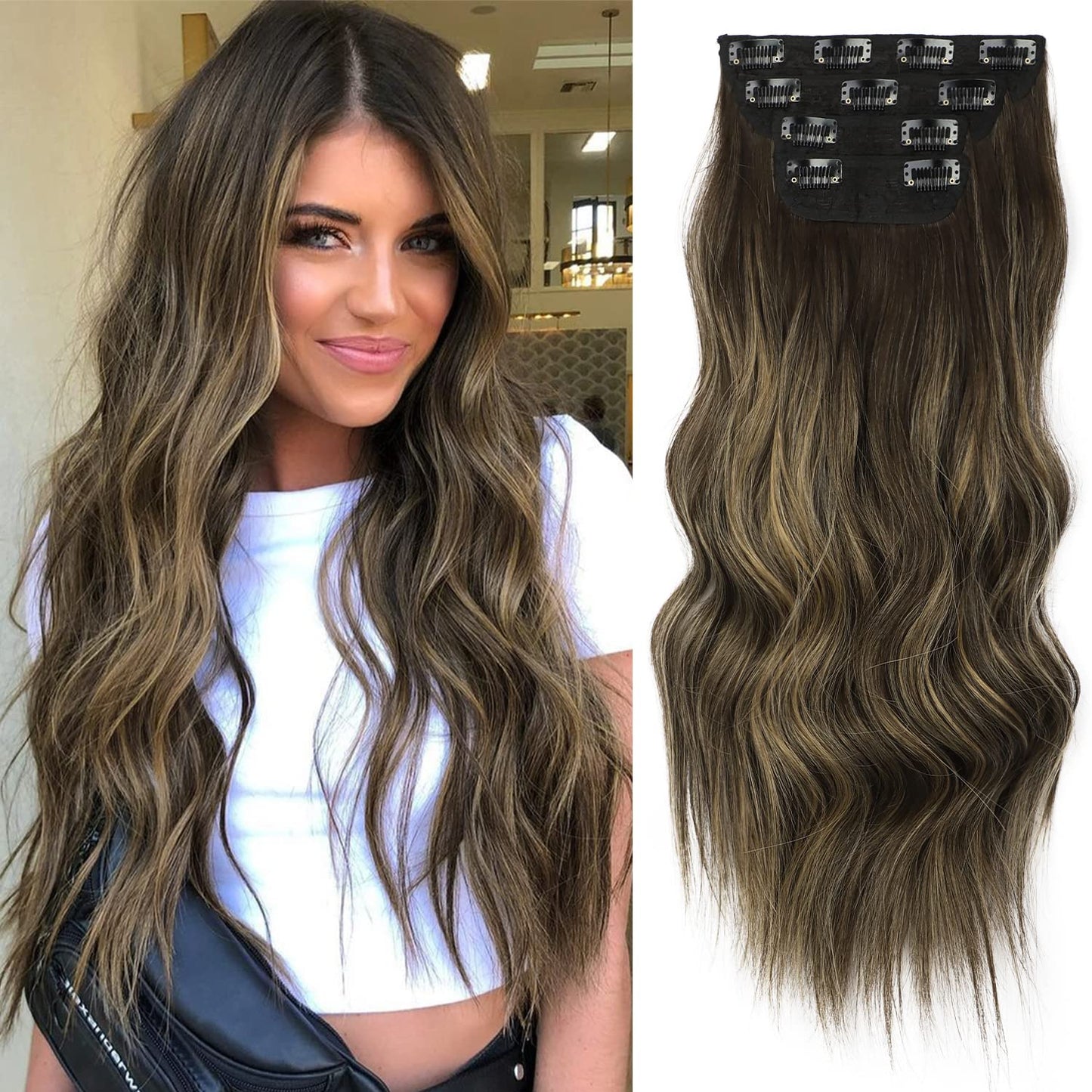 Long Wavy Clip in Hair Extensions (4PCS)