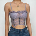 Backless lace bustier ruffle solid cami crop top