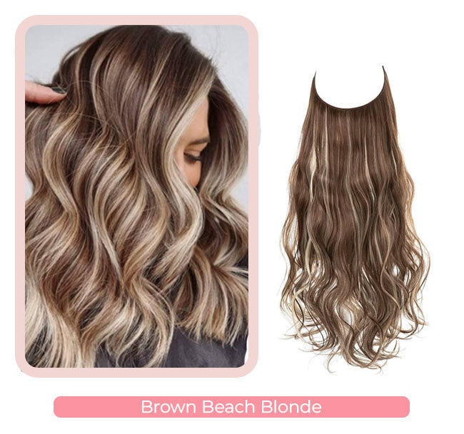 Wunderschöne gewellte Halo-Haarverlängerungen