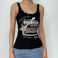 Top senza maniche con scollo a U e motivo "ROCKMORE" a coste 