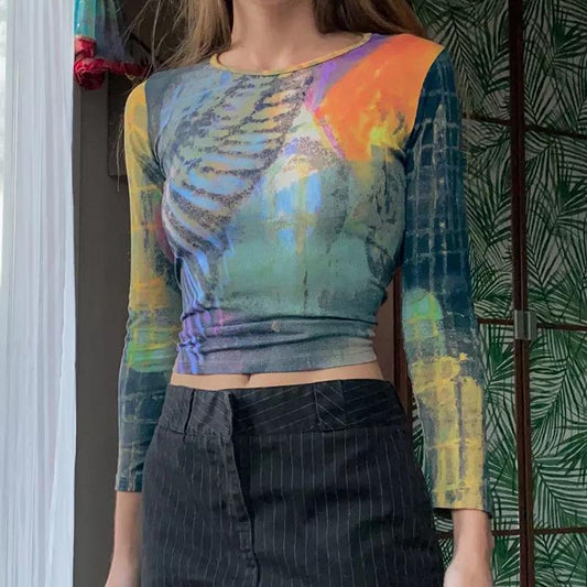 “Abstract” Y2K Graphic Top