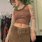 “Anarchy” Y2K Mesh Graphic Top Crop Fit