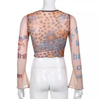 “Anarchy” Y2K Mesh Graphic Top Crop Fit