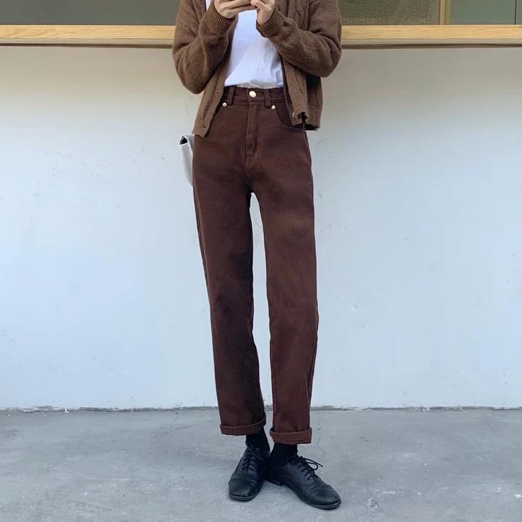 Coffee Straight Leg Jeans