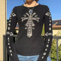 Maglia aderente a maniche lunghe a coste "Cross" anni 2000