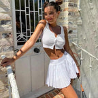 Gonna da tennis plissettata "Dragonfly" in bianco